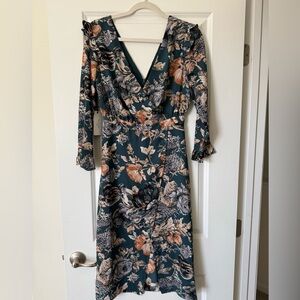 NWT ALI & JAY Floral Long Sleeve Dress in Teal and Peach sz S